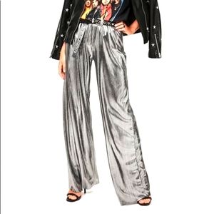 Metallic Wide Leg Pants
